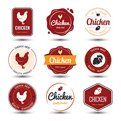 红色公鸡创意标签设计矢量素材