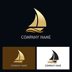 创意帆船形状企业标志矢量素材