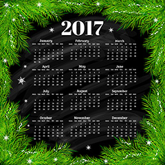 绿叶2017年日历设计矢量素材