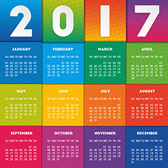 彩色2017年日历设计矢量素材