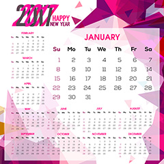紫色2017年日历设计矢量素材