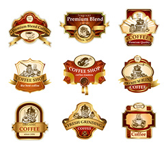 时尚咖啡标签图标设计矢量素材