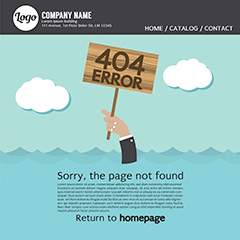 掉海里404网页损坏设计矢量素材