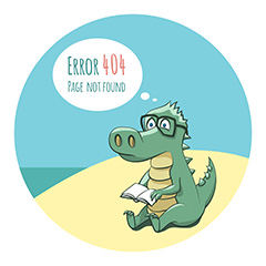 鳄鱼404网页损坏设计矢量素材