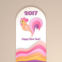 标签创意公鸡2017年设计矢量素材