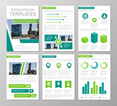 绿色科技公司画册内容页图表矢量素材