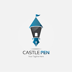 创意城堡钢笔设计矢量素材