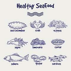 创意手绘海洋食品图标矢量素材