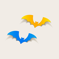 橙色和蓝色叠纸蝙蝠矢量素材