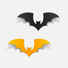 橙色和黑色纸质感蝙蝠矢量素材