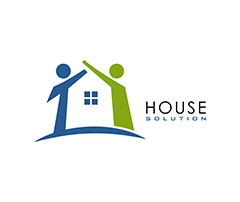 蓝绿小人和房子标志矢量素材