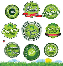 绿色食品风格标签矢量素材