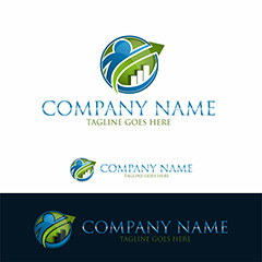 绿色箭头小人公司logo设计矢量素材