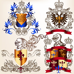 四个不同类型的欧式徽章矢量素材