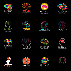 色彩大脑主题LOGO设计矢量素材