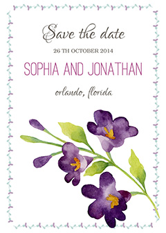 紫色花瓣婚礼贺卡模板矢量素材