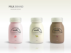 简约纯天然瓶装牛奶产品推广宣传海报矢量素材