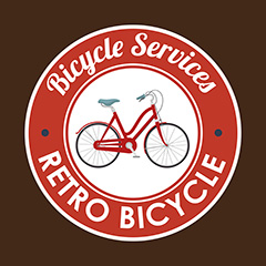 红色圆形自行车标签矢量素材