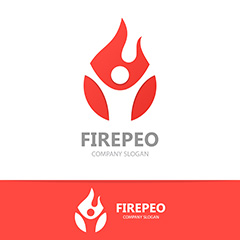 大红色火焰形状公司logo设计矢量素材