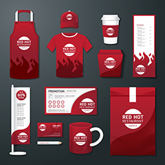 红色喜庆成套公司包装设计矢量素材