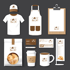 棕色品质咖啡连锁店包装矢量素材