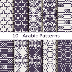10款庄重阿拉伯式花纹图案矢量素材