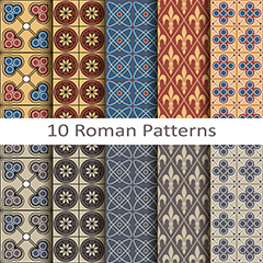 10款罗马式花纹图案矢量素材