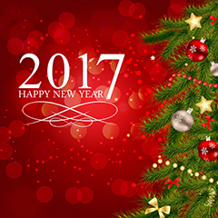 红色圣诞树2017年新年背景矢量素材
