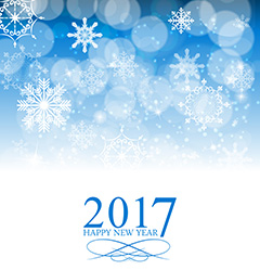 蓝色雪花2017年新年背景矢量素材