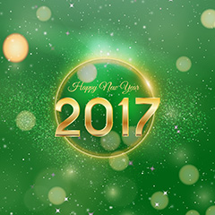 金色奢华2017绿色背景字体设计矢量素材