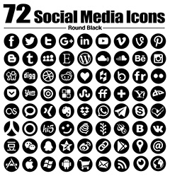 72款常用圆形社交媒体图标矢量素材