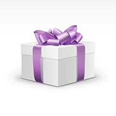 空白紫色缎带礼品盒包装矢量素材
