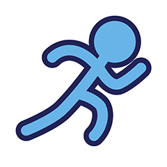 蓝色奔跑抽象小人运动标志矢量素材