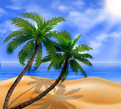 海岸椰树风光背景矢量素材（一）