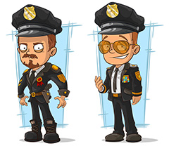 二个警察卡通人物矢量素材