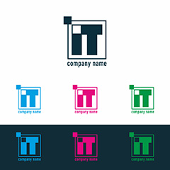 色块组合方形ＩＴ行业logo矢量素材