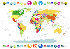 带图标的世界地图矢量素材