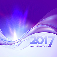 炫紫动感曲线2017新年快乐背景矢量素材