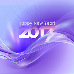 动感曲线2017玻璃字新年快乐背景矢量素材
