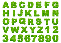 绿草英文字母数字设计矢量素材