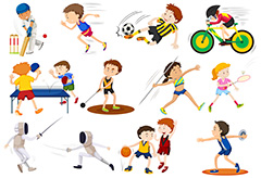 参加体育运动的儿童矢量素材