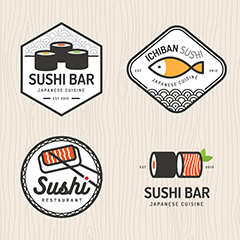 寿司酒吧标签矢量素材