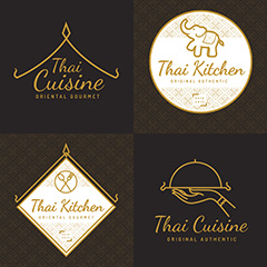 泰国餐馆标签矢量素材