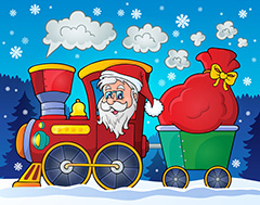 乘坐火车的圣诞老人卡通图案矢量素材