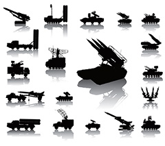 各种类型的黑色造型火箭炮矢量素材