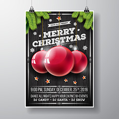 黑色木纹底图圣诞海报矢量素材