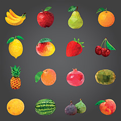 色块层叠水果矢量素材（一）