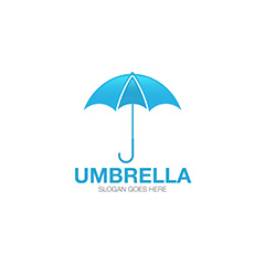 蓝色雨伞logo矢量素材