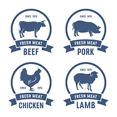 新鲜肉类标签矢量素材