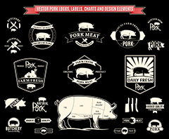 猪肉标签元素矢量素材
